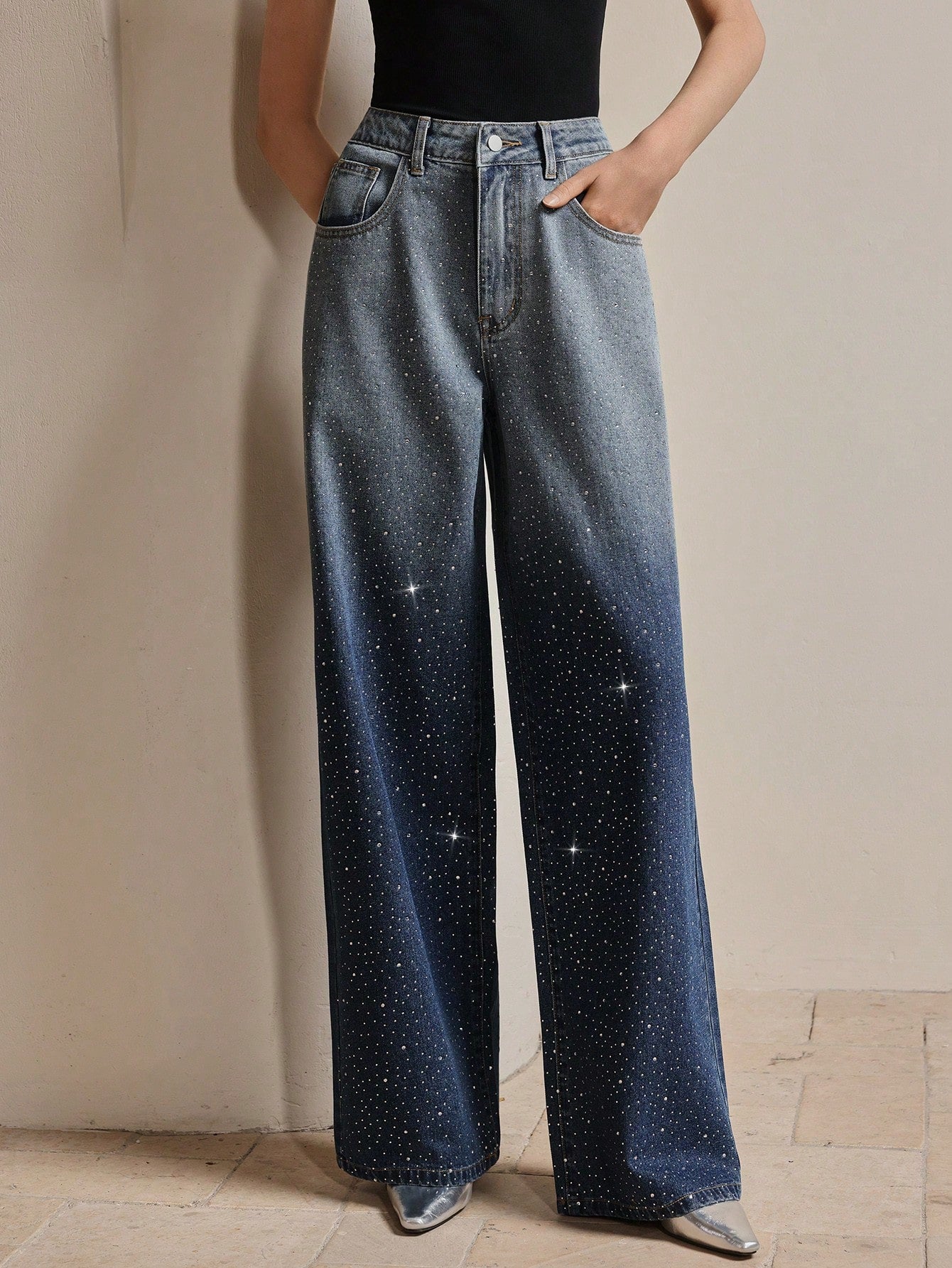 Vintage Rhinestone Embellished Jeans