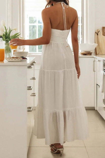 Tiered Halter Neck Printed Cami Dress