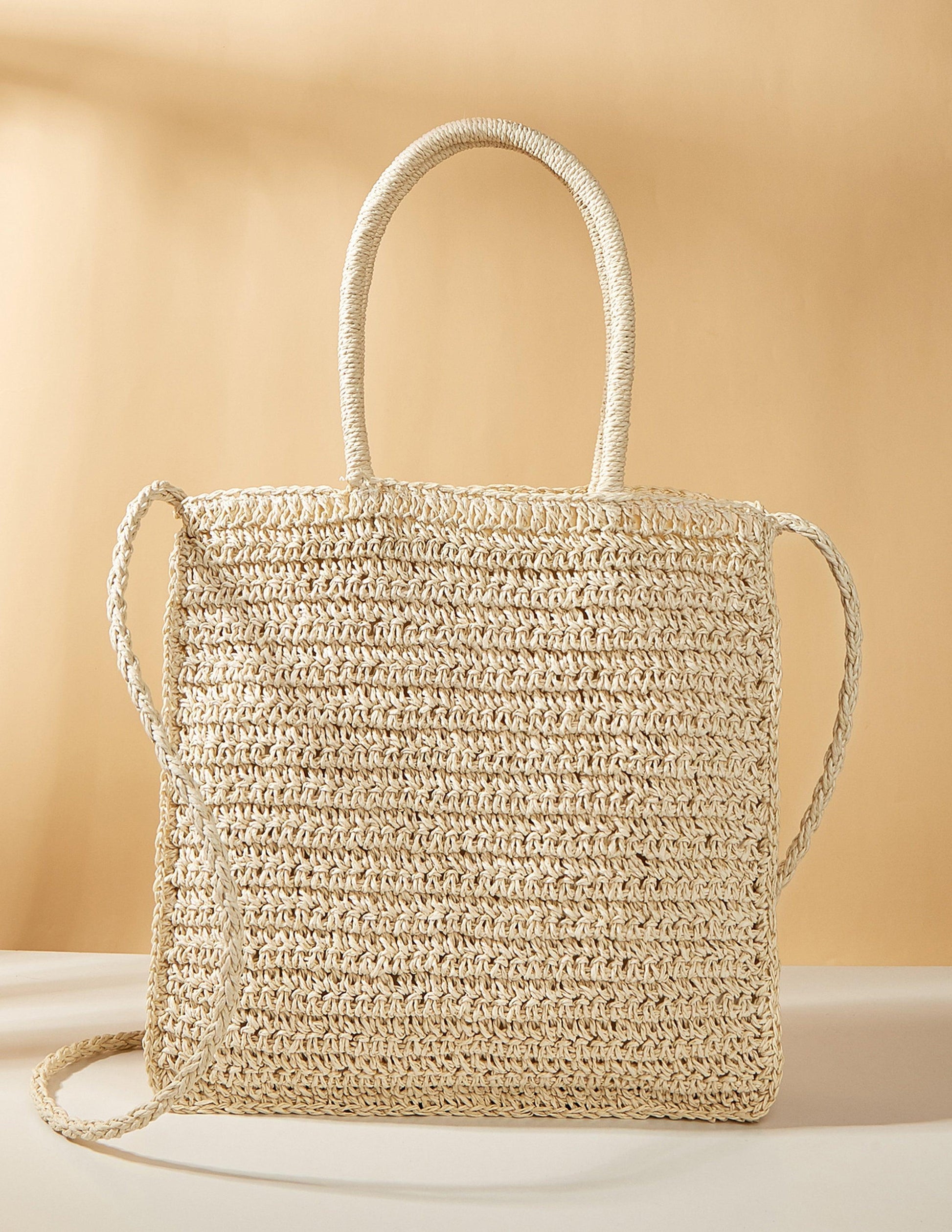 Coloured Flower Woven Straw Bag