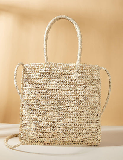 Coloured Flower Woven Straw Bag