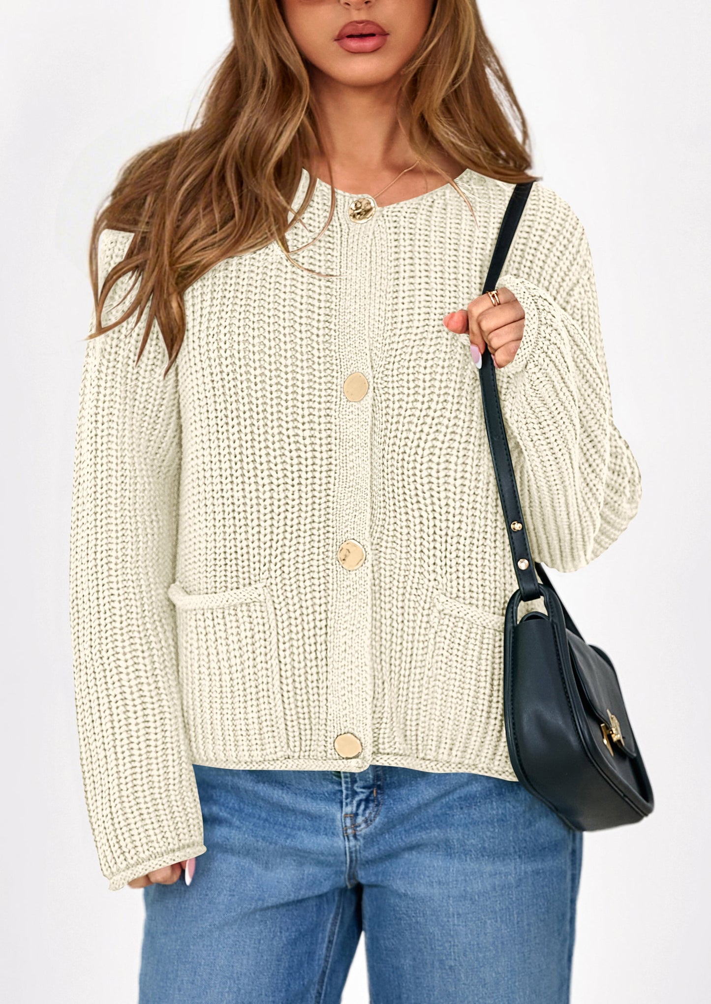 PRETTYGARDEN Cardigan Sweaters for Women Trendy Oversized Knit Chunky Button Cardigans Fall Winter Outfits with Pockets