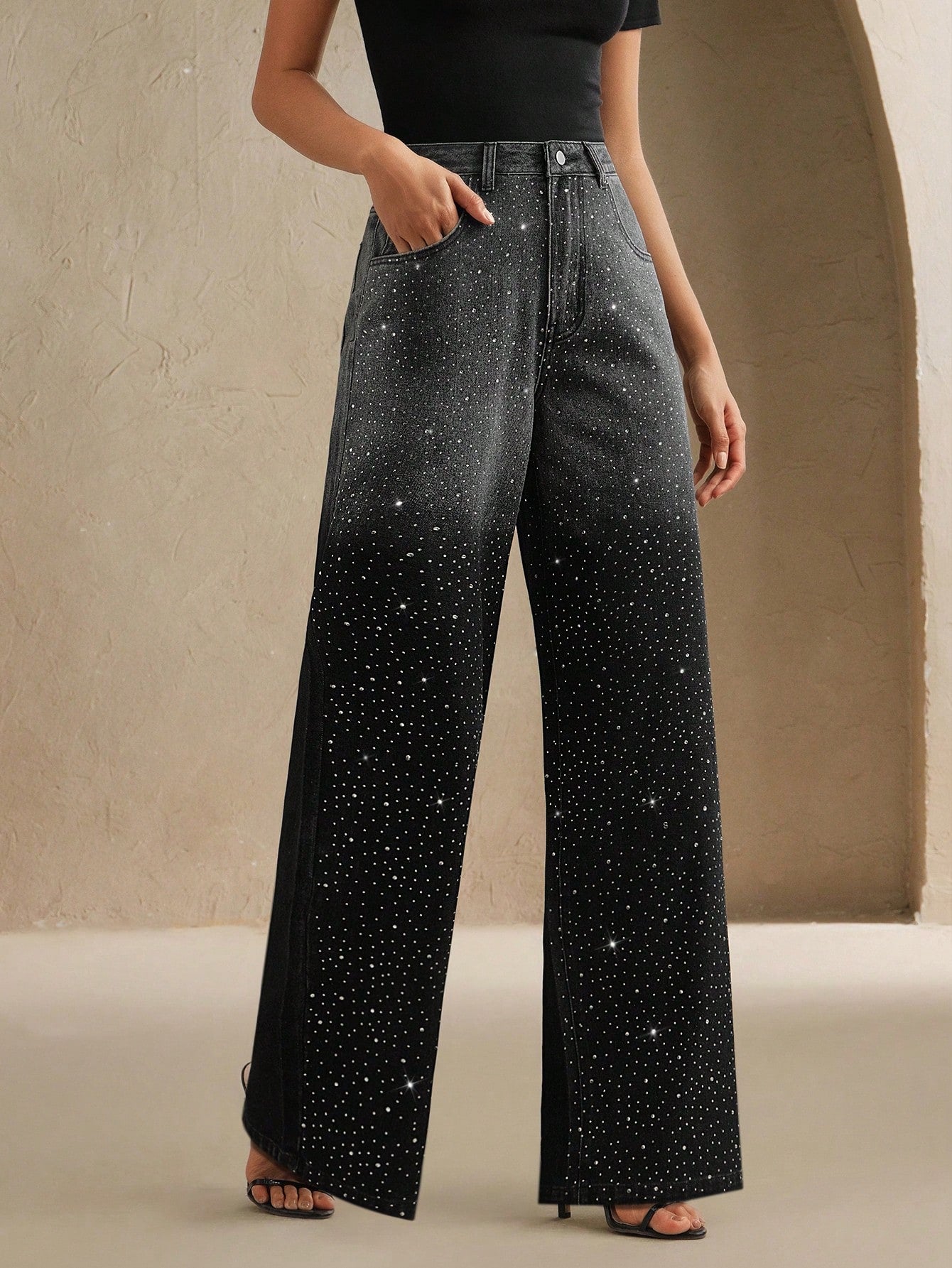 Vintage Rhinestone Embellished Jeans