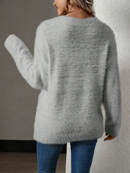 V-Neck Mink Cashmere Knit Pullover