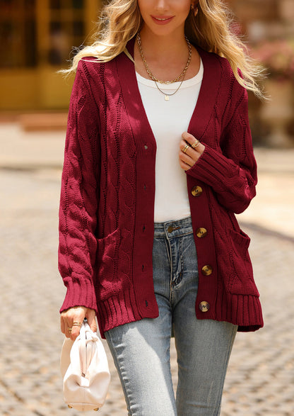 PRETTYGARDEN Women's Open Front Cardigan Sweaters Fall Fashion Button Down Cable Knit Chunky Winter Outerwear Coats