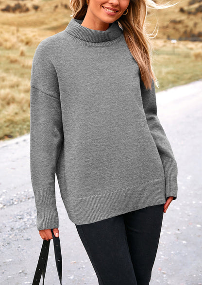 PRETTYGARDEN Women's Turtleneck Oversized Sweater Long Sleeve Chunky Knit Pullover Casual Winter Jumper Tops