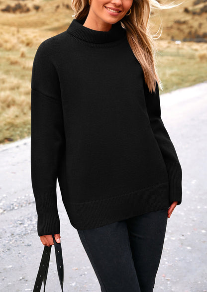 PRETTYGARDEN Women's Turtleneck Oversized Sweater Long Sleeve Chunky Knit Pullover Casual Winter Jumper Tops