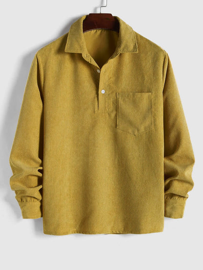 Harrington Corduroy Half-Button Shirt