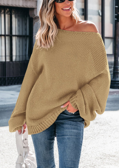 PRETTYGARDEN Women's Fall Oversized Sweaters Long Sleeve V Neck Dressy Casual Chunky Knit Loose Pullover Tops Winter Clothing
