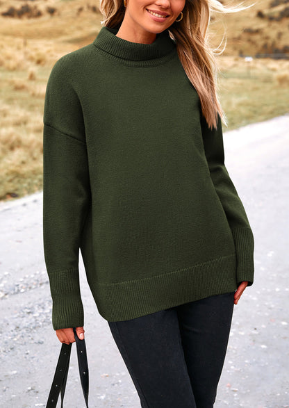 PRETTYGARDEN Women's Turtleneck Oversized Sweater Long Sleeve Chunky Knit Pullover Casual Winter Jumper Tops