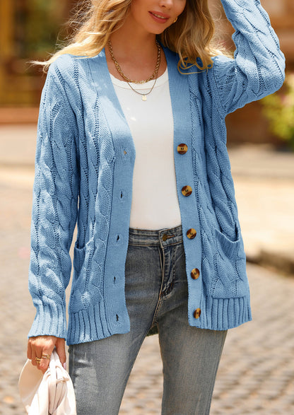 PRETTYGARDEN Women's Open Front Cardigan Sweaters Fall Fashion Button Down Cable Knit Chunky Winter Outerwear Coats