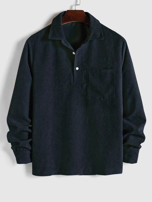 Harrington Corduroy Half-Button Shirt