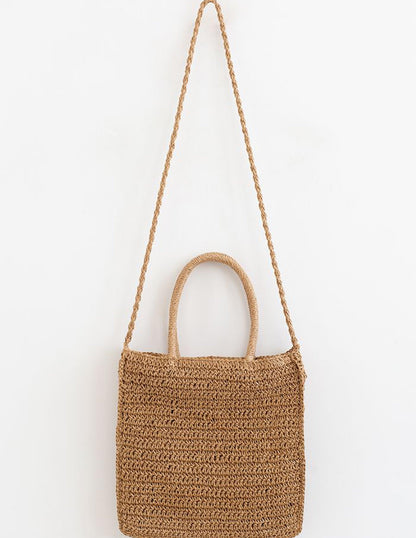 Coloured Flower Woven Straw Bag