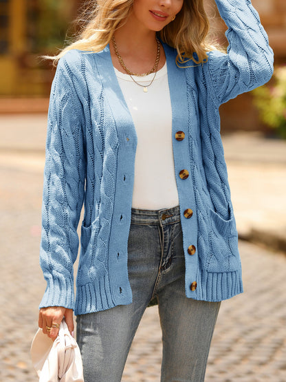 PRETTYGARDEN Women's Open Front Cardigan Sweaters Fall Fashion Button Down Cable Knit Chunky Winter Outerwear Coats