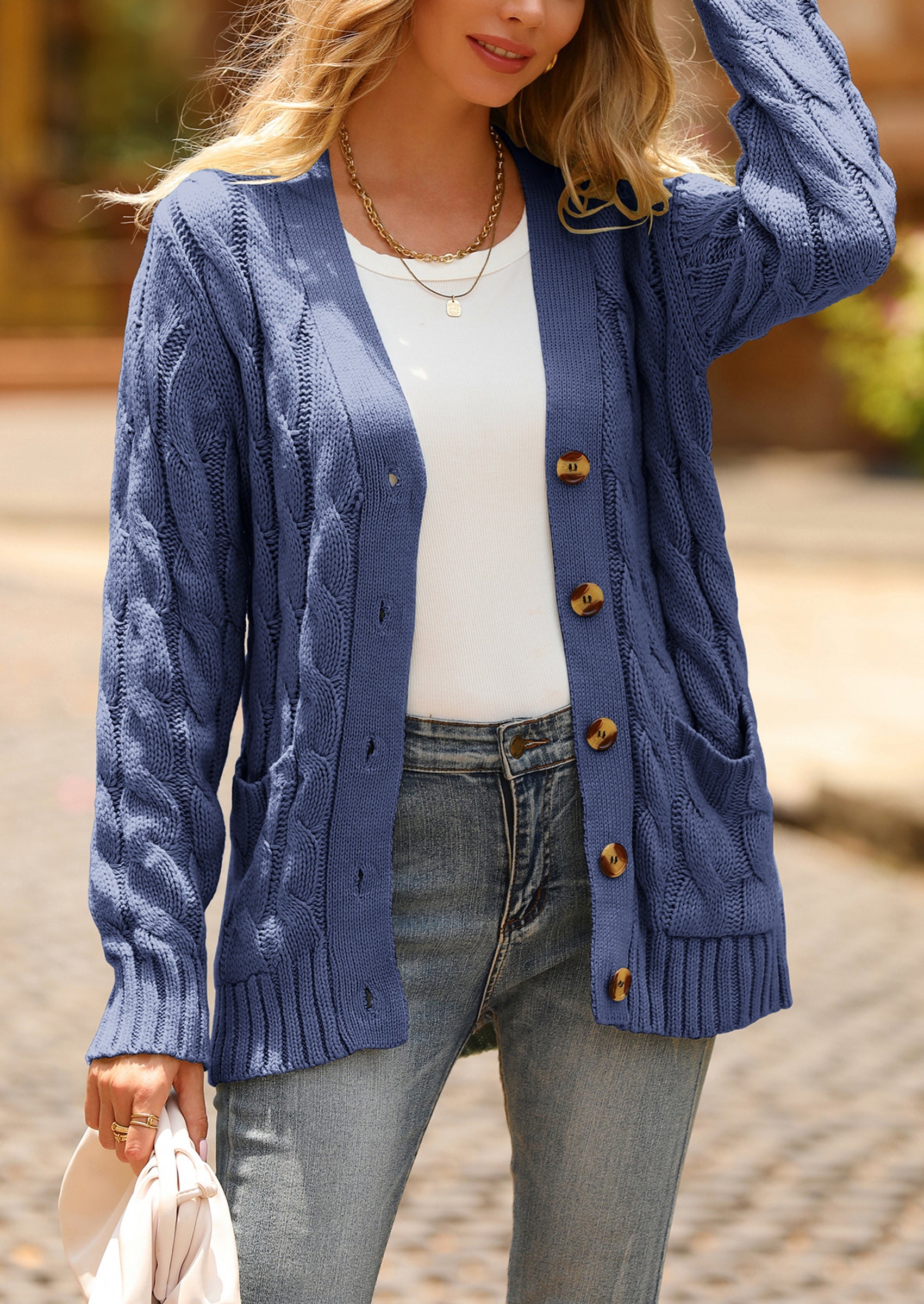 PRETTYGARDEN Women's Open Front Cardigan Sweaters Fall Fashion Button Down Cable Knit Chunky Winter Outerwear Coats