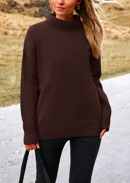 PRETTYGARDEN Women's Turtleneck Oversized Sweater Long Sleeve Chunky Knit Pullover Casual Winter Jumper Tops