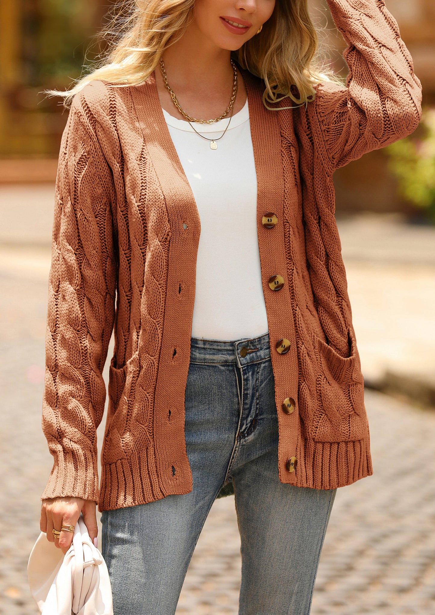 PRETTYGARDEN Women's Open Front Cardigan Sweaters Fall Fashion Button Down Cable Knit Chunky Winter Outerwear Coats