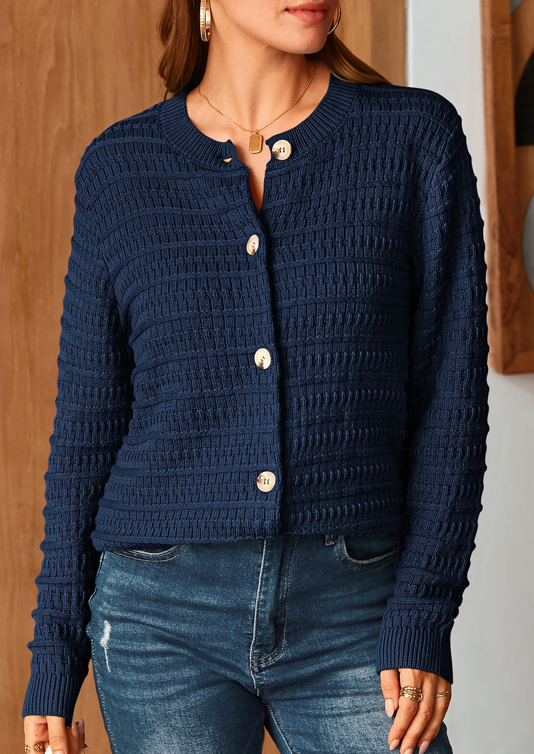 PRETTYGARDEN Women's Knit Cardigan Sweaters Casual Long Sleeve Open Front Button Down Trendy Jackets Outerwear