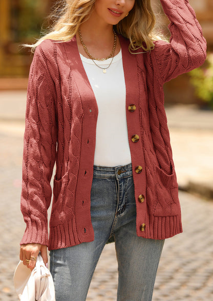 PRETTYGARDEN Women's Open Front Cardigan Sweaters Fall Fashion Button Down Cable Knit Chunky Winter Outerwear Coats