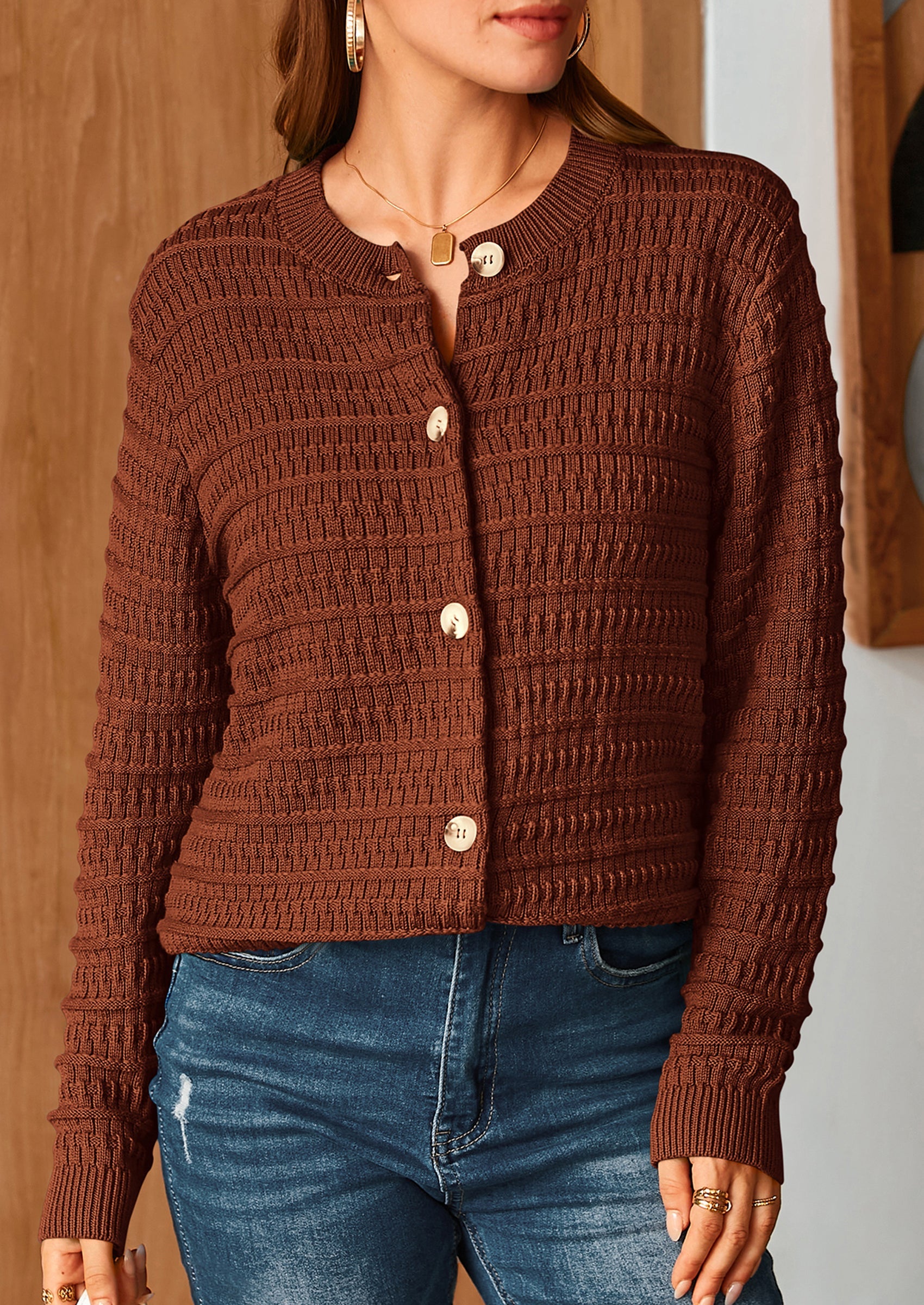 PRETTYGARDEN Women's Knit Cardigan Sweaters Casual Long Sleeve Open Front Button Down Trendy Jackets Outerwear