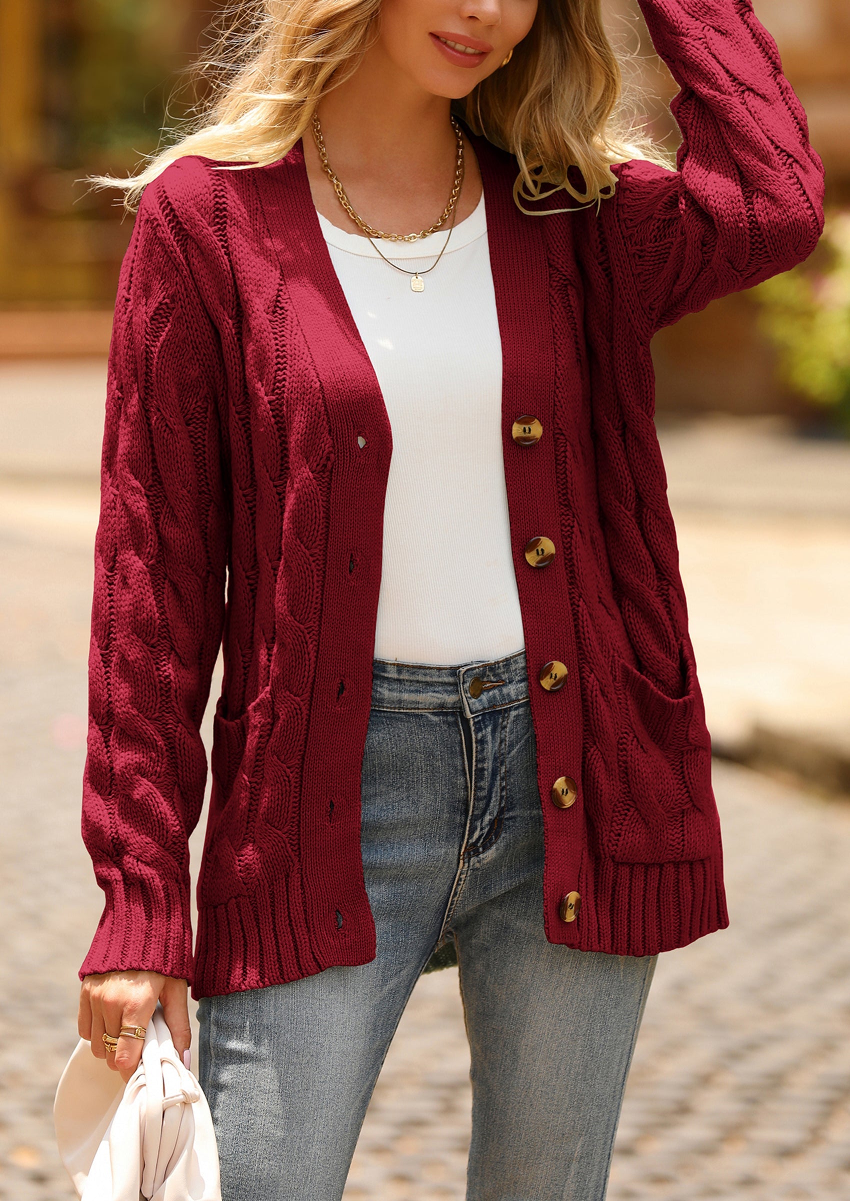 PRETTYGARDEN Women's Open Front Cardigan Sweaters Fall Fashion Button Down Cable Knit Chunky Winter Outerwear Coats