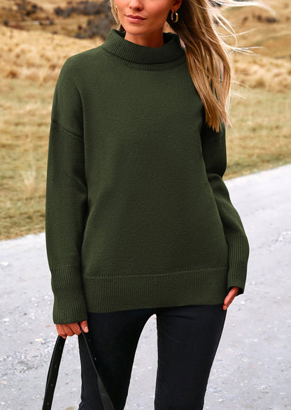 PRETTYGARDEN Women's Turtleneck Oversized Sweater Long Sleeve Chunky Knit Pullover Casual Winter Jumper Tops