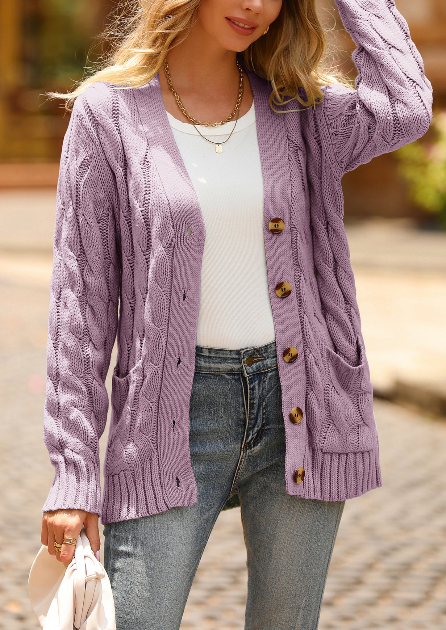 PRETTYGARDEN Women's Open Front Cardigan Sweaters Fall Fashion Button Down Cable Knit Chunky Winter Outerwear Coats