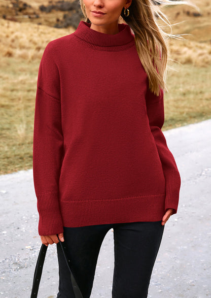 PRETTYGARDEN Women's Turtleneck Oversized Sweater Long Sleeve Chunky Knit Pullover Casual Winter Jumper Tops