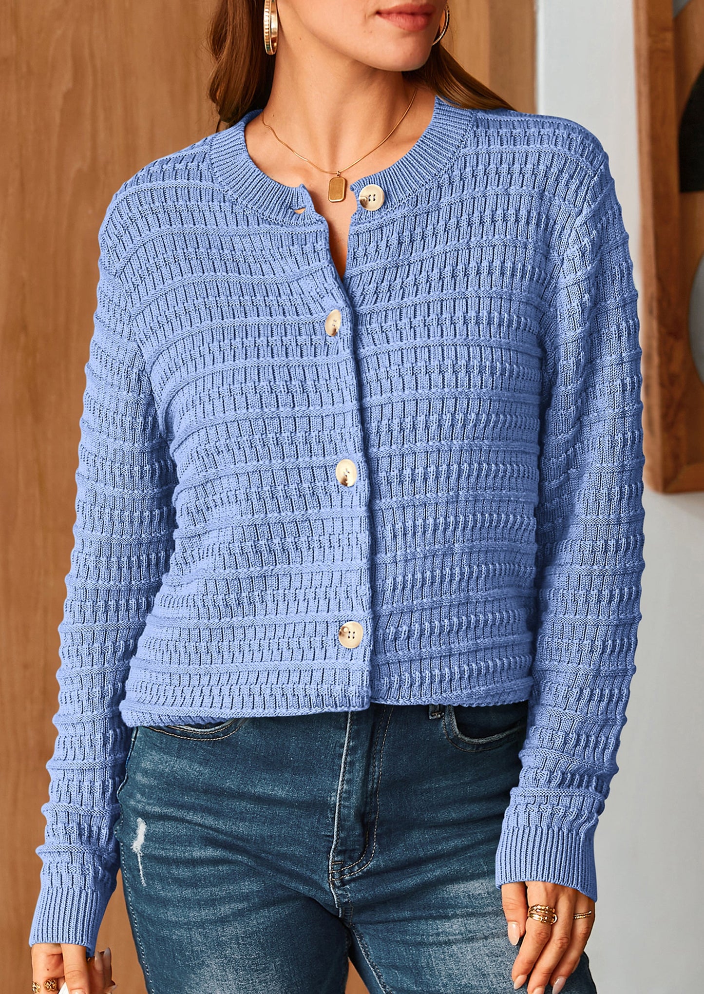 PRETTYGARDEN Women's Knit Cardigan Sweaters Casual Long Sleeve Open Front Button Down Trendy Jackets Outerwear