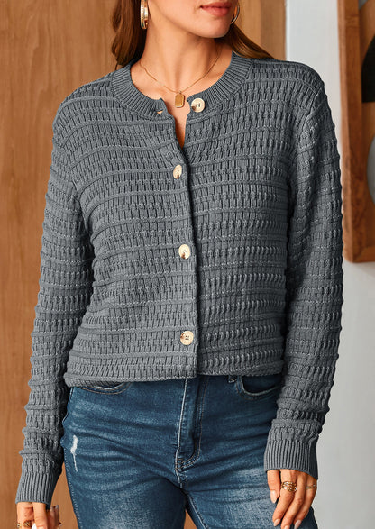 PRETTYGARDEN Women's Knit Cardigan Sweaters Casual Long Sleeve Open Front Button Down Trendy Jackets Outerwear