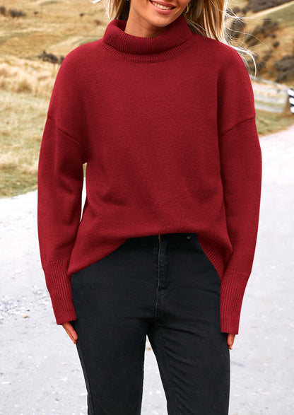 PRETTYGARDEN Women's Turtleneck Oversized Sweater Long Sleeve Chunky Knit Pullover Casual Winter Jumper Tops