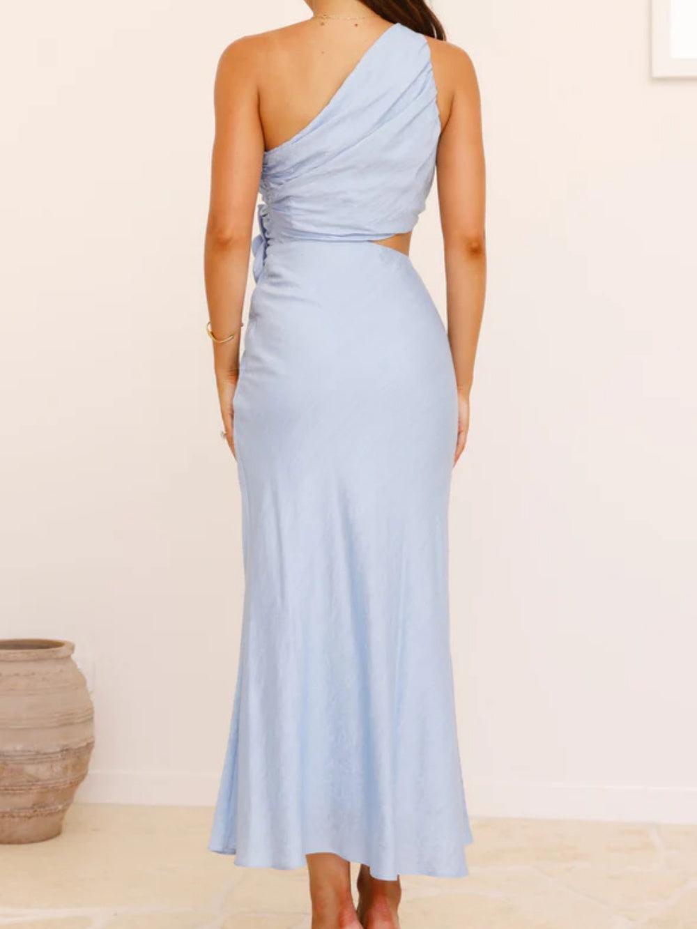 Solid Colour off-shoulder dress with 3D flowers