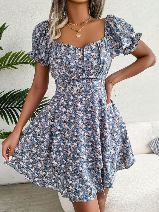 Maya Floral Sweetheart Neck Mini Dress