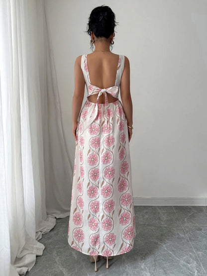 Floral Print Sleeveless Maxi Dress