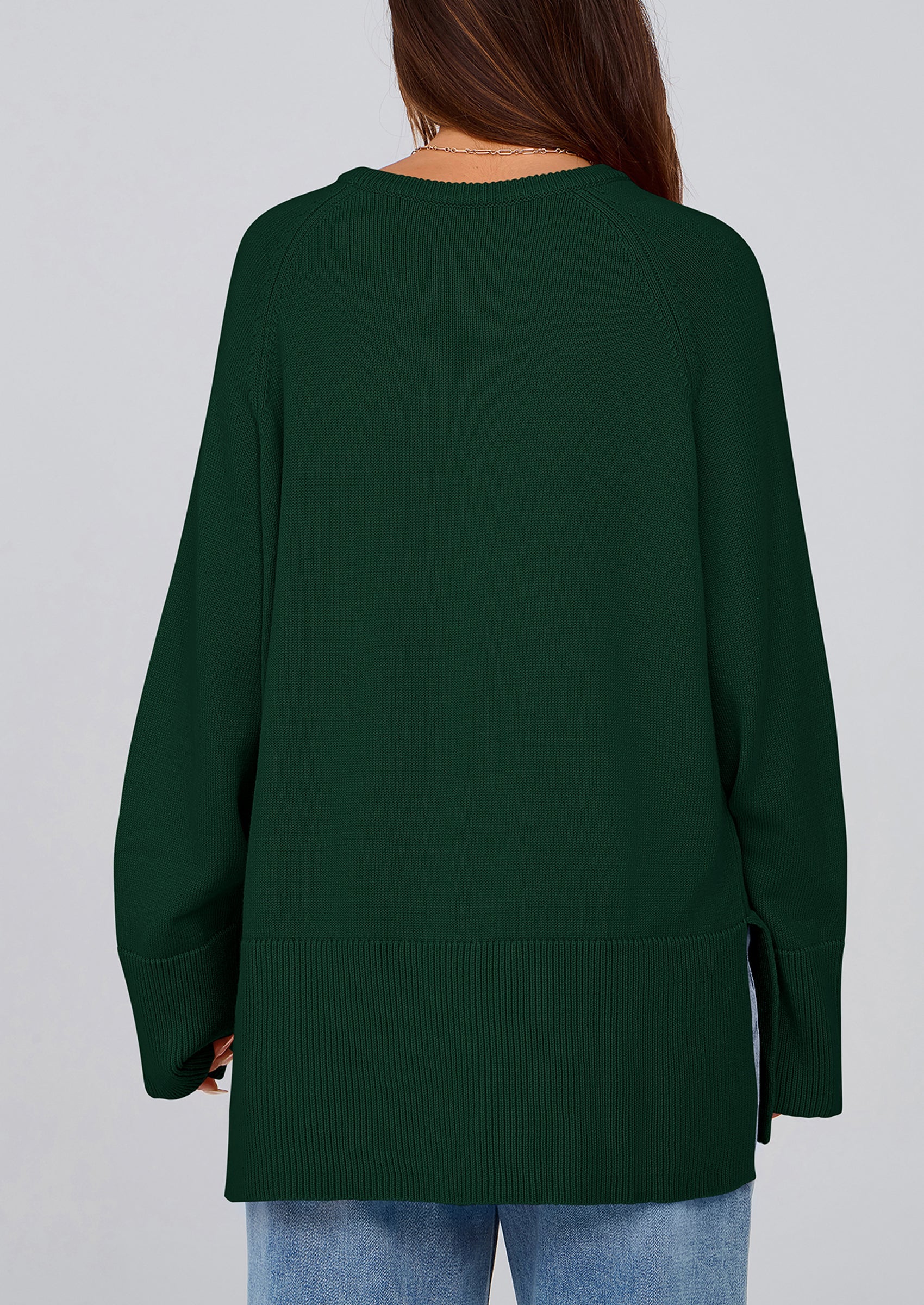 PRETTYGARDEN Women's Knit Fall Sweaters Long Sleeve Pullover Crewneck Split Hem Oversized Tunic Sweater Tops Winter Clothing