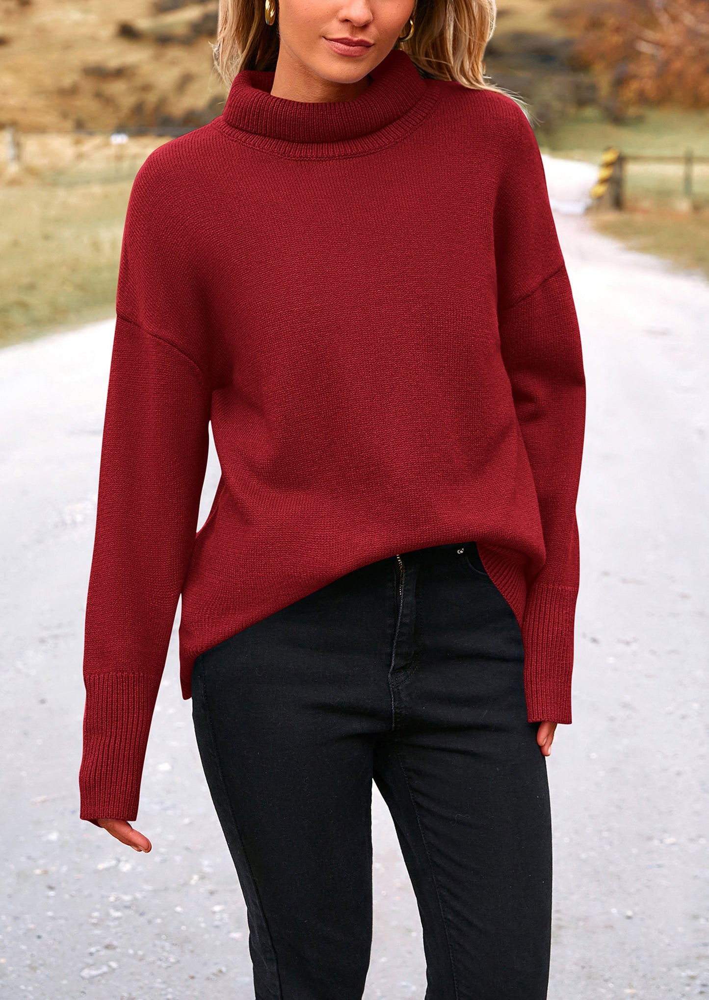 PRETTYGARDEN Women's Turtleneck Oversized Sweater Long Sleeve Chunky Knit Pullover Casual Winter Jumper Tops