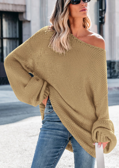 PRETTYGARDEN Women's Fall Oversized Sweaters Long Sleeve V Neck Dressy Casual Chunky Knit Loose Pullover Tops Winter Clothing