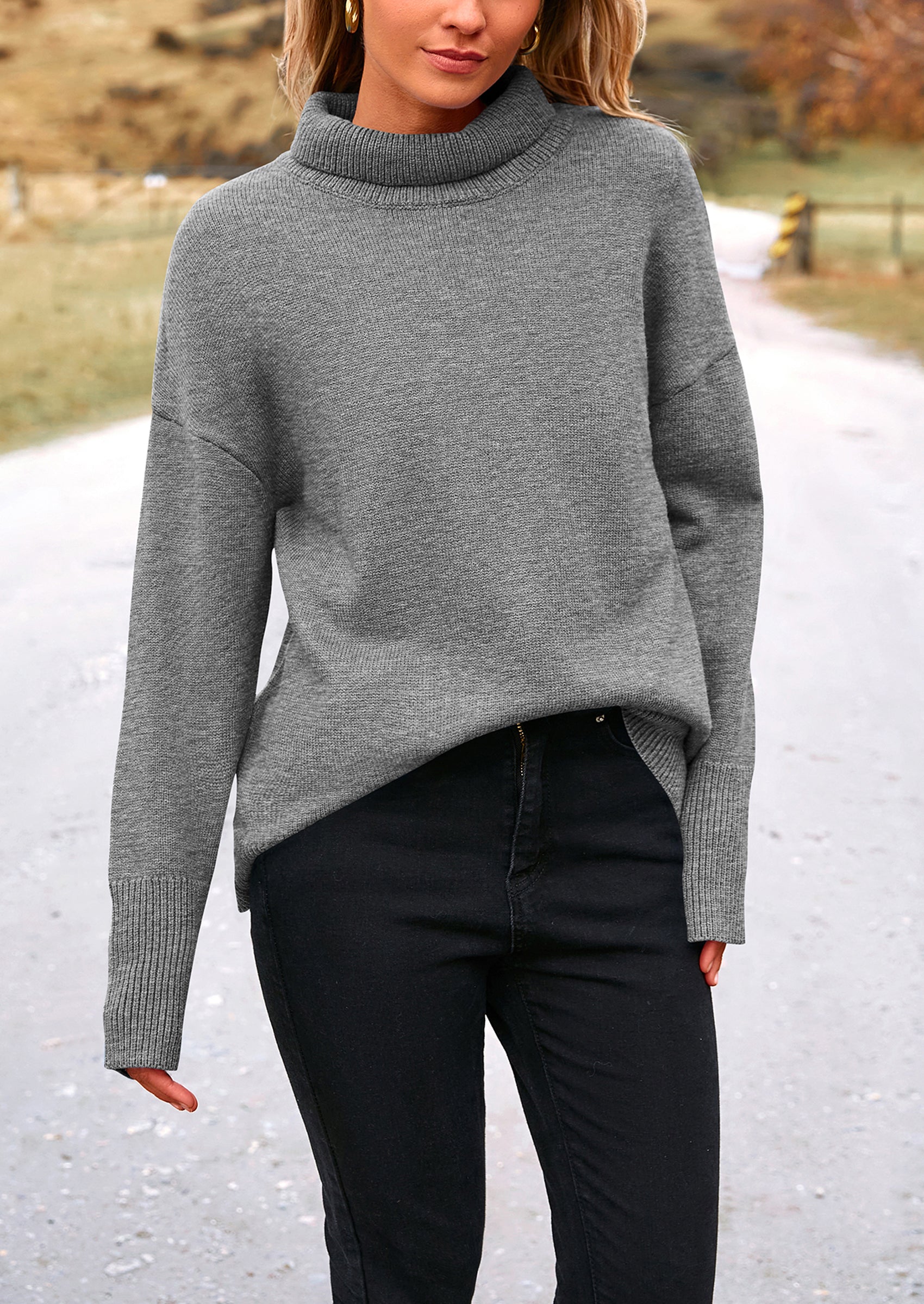 PRETTYGARDEN Women's Turtleneck Oversized Sweater Long Sleeve Chunky Knit Pullover Casual Winter Jumper Tops