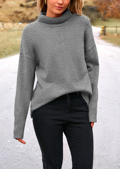 PRETTYGARDEN Women's Turtleneck Oversized Sweater Long Sleeve Chunky Knit Pullover Casual Winter Jumper Tops