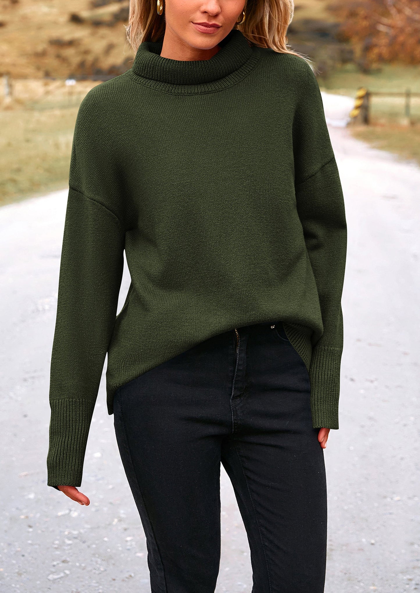 PRETTYGARDEN Women's Turtleneck Oversized Sweater Long Sleeve Chunky Knit Pullover Casual Winter Jumper Tops