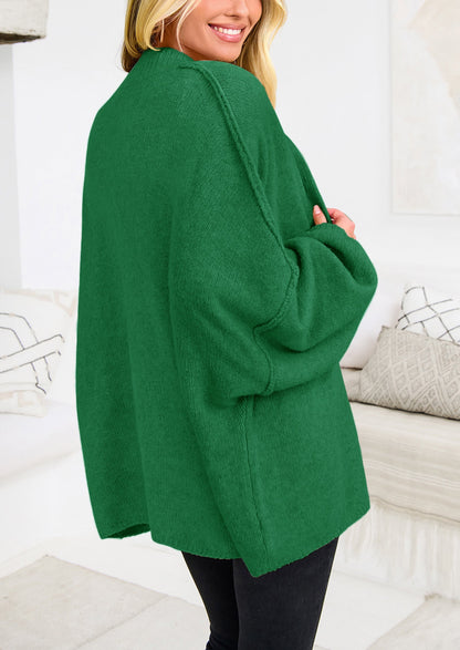 PRETTYGARDEN Women's Winter Button Down Cardigan Sweaters Mock Neck Lantern Long Sleeve Chunky Knit Jacket Trendy Outerwear