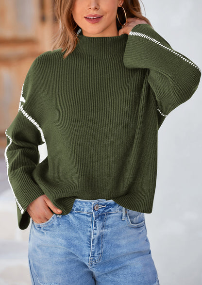 PRETTYGARDEN Women's Chunky Knit Sweaters Fall Long Sleeve Mock Neck Oversized Pullover Tops Winter Fashion Clothes