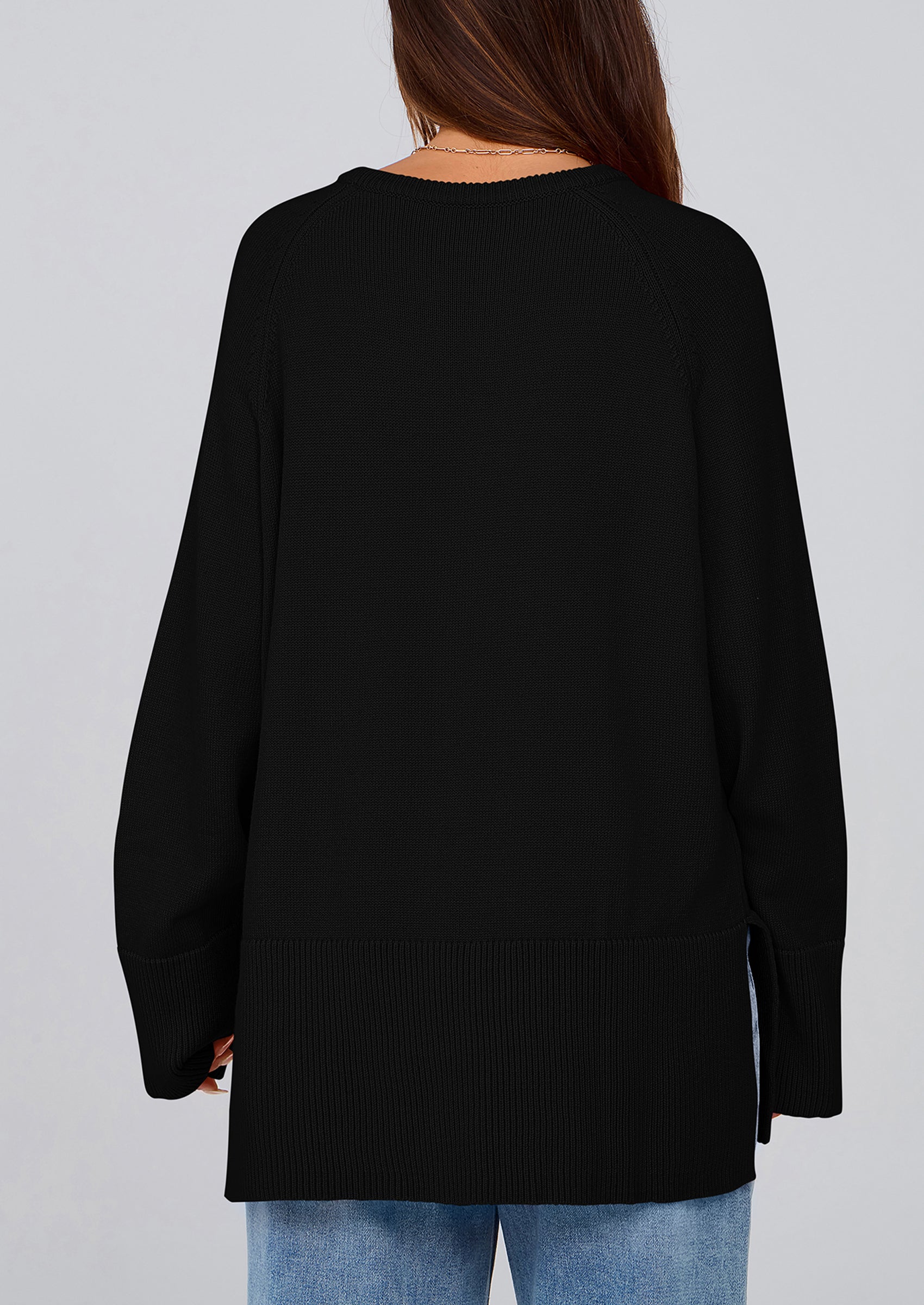 PRETTYGARDEN Women's Knit Fall Sweaters Long Sleeve Pullover Crewneck Split Hem Oversized Tunic Sweater Tops Winter Clothing