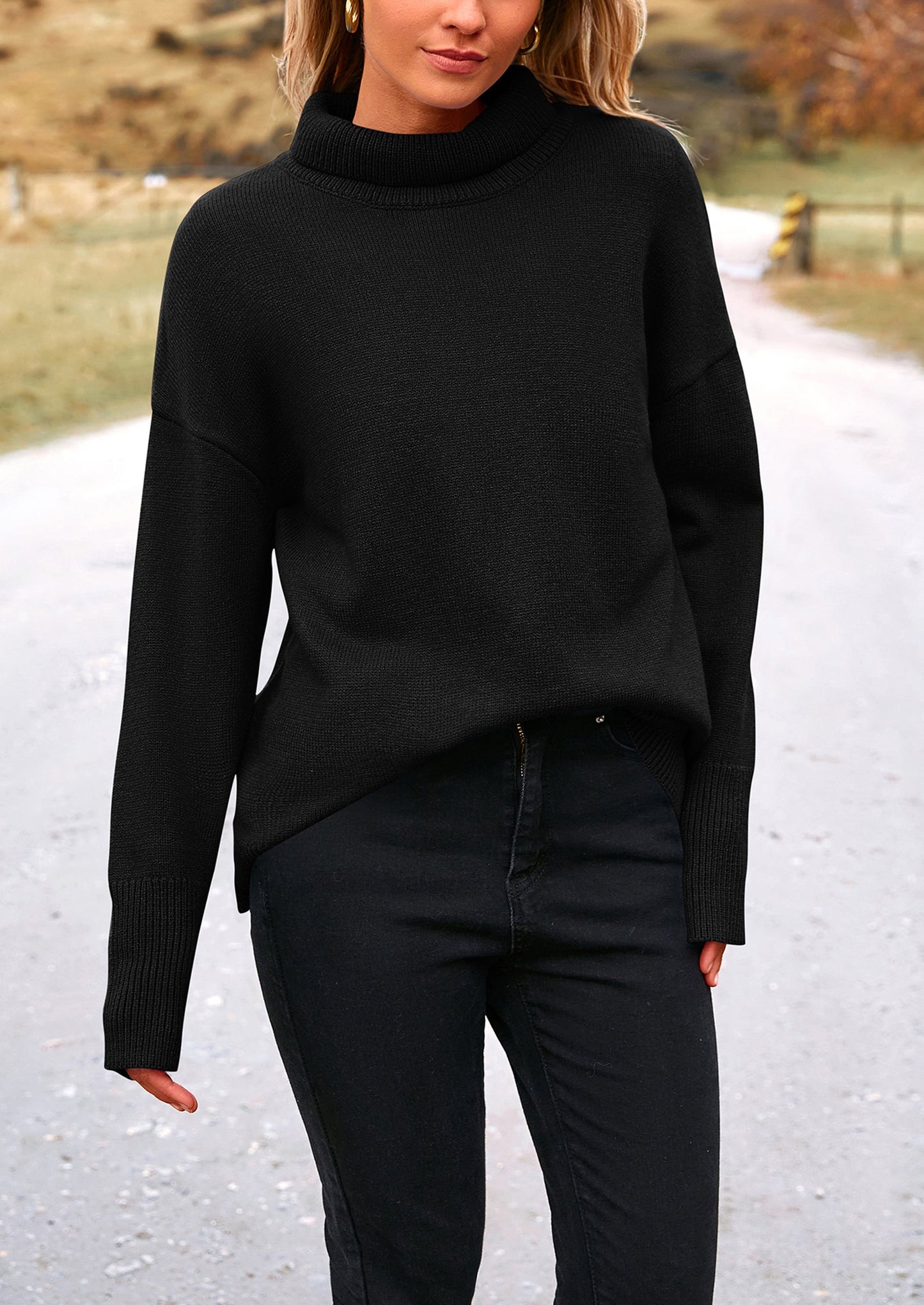 PRETTYGARDEN Women's Turtleneck Oversized Sweater Long Sleeve Chunky Knit Pullover Casual Winter Jumper Tops