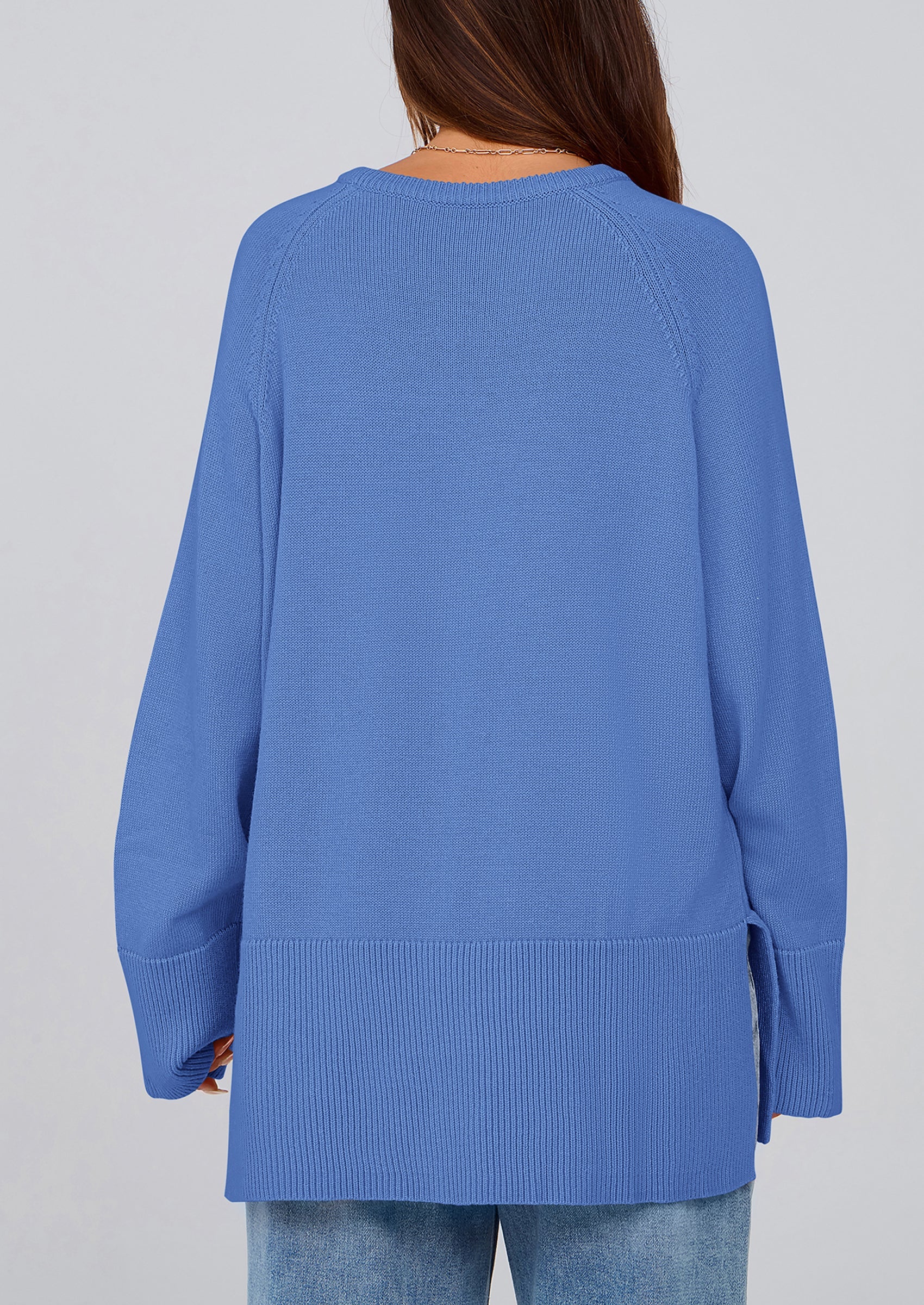 PRETTYGARDEN Women's Knit Fall Sweaters Long Sleeve Pullover Crewneck Split Hem Oversized Tunic Sweater Tops Winter Clothing