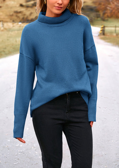 PRETTYGARDEN Women's Turtleneck Oversized Sweater Long Sleeve Chunky Knit Pullover Casual Winter Jumper Tops