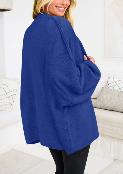 PRETTYGARDEN Women's Winter Button Down Cardigan Sweaters Mock Neck Lantern Long Sleeve Chunky Knit Jacket Trendy Outerwear