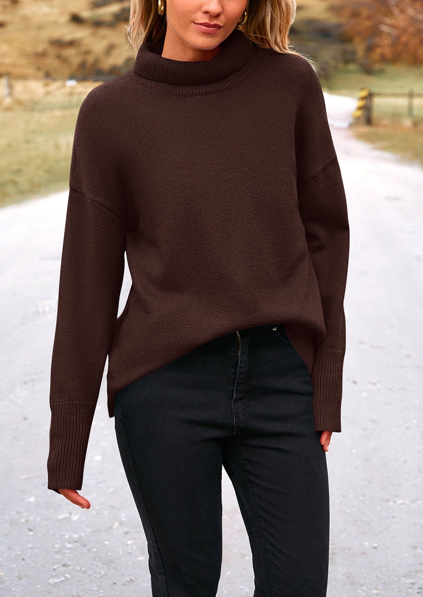 PRETTYGARDEN Women's Turtleneck Oversized Sweater Long Sleeve Chunky Knit Pullover Casual Winter Jumper Tops