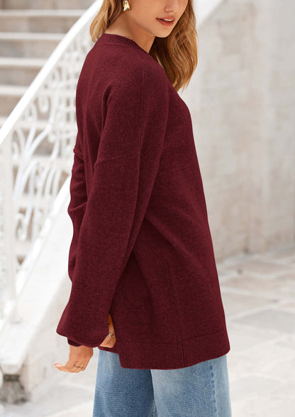 PRETTYGARDEN Women's Fall Sweaters Casual Crew Neck Long Sleeve Pullover Tops Ribbed Knit Loose Fit Winter Clothes