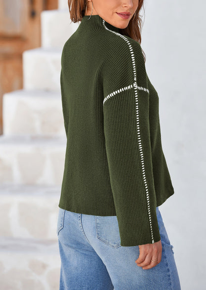 PRETTYGARDEN Women's Chunky Knit Sweaters Fall Long Sleeve Mock Neck Oversized Pullover Tops Winter Fashion Clothes