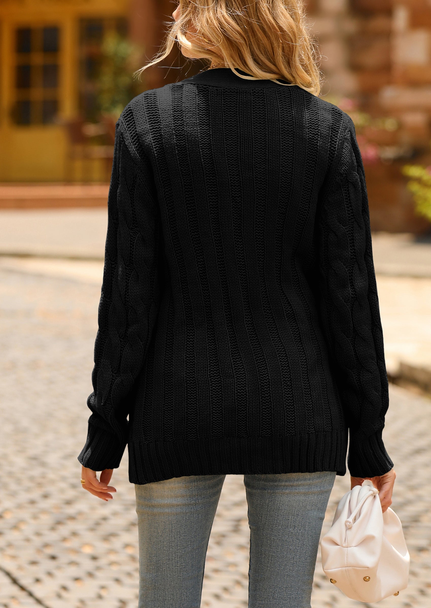 PRETTYGARDEN Women's Open Front Cardigan Sweaters Fall Fashion Button Down Cable Knit Chunky Winter Outerwear Coats